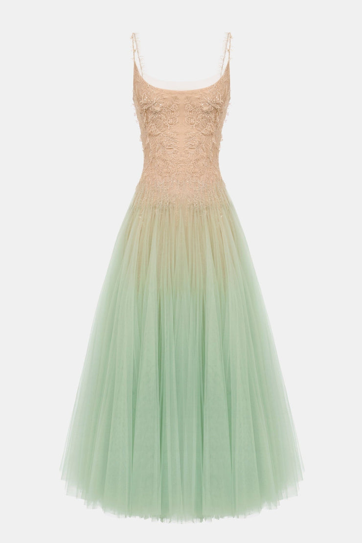 Bitzer Mint Ombre Lace Jacquard Midi Dress
