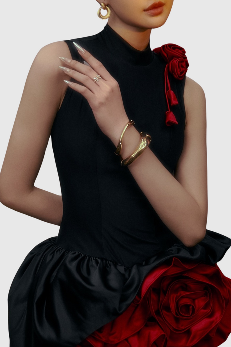 Cristiano Flower Appliqué Mini Dress