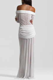 Burra Off Shoulder Knot Cutout Maxi Dress - White