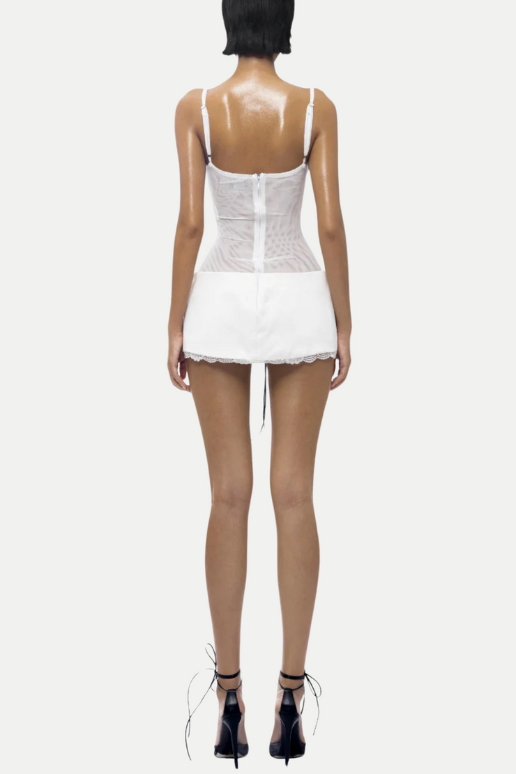 Calais Lace Up Mesh Mini Dress