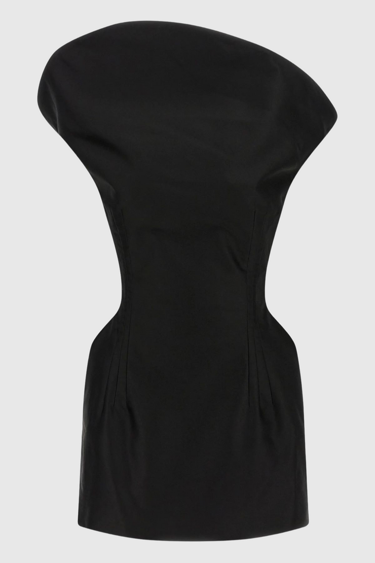Careaga Asymmetrical Off Shoulder Mini Dress - Black