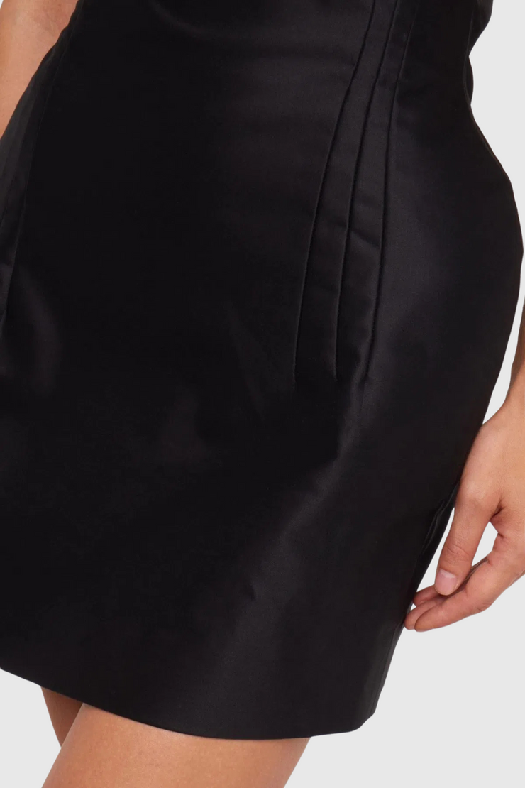 Careaga Asymmetrical Off Shoulder Mini Dress - Black