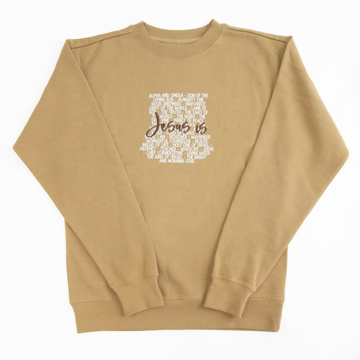 Jesus Is Embroidered Crewneck Sweatshirt