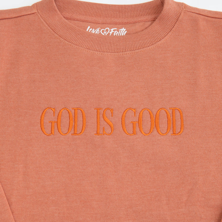 God is Good Embroidered Crewneck Sweatshirt