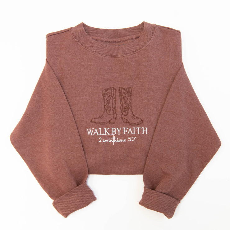 Walk by Faith Embroidered Crewneck Sweatshirt