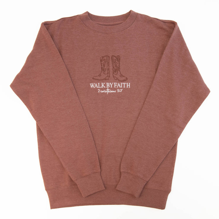 Walk by Faith Embroidered Crewneck Sweatshirt