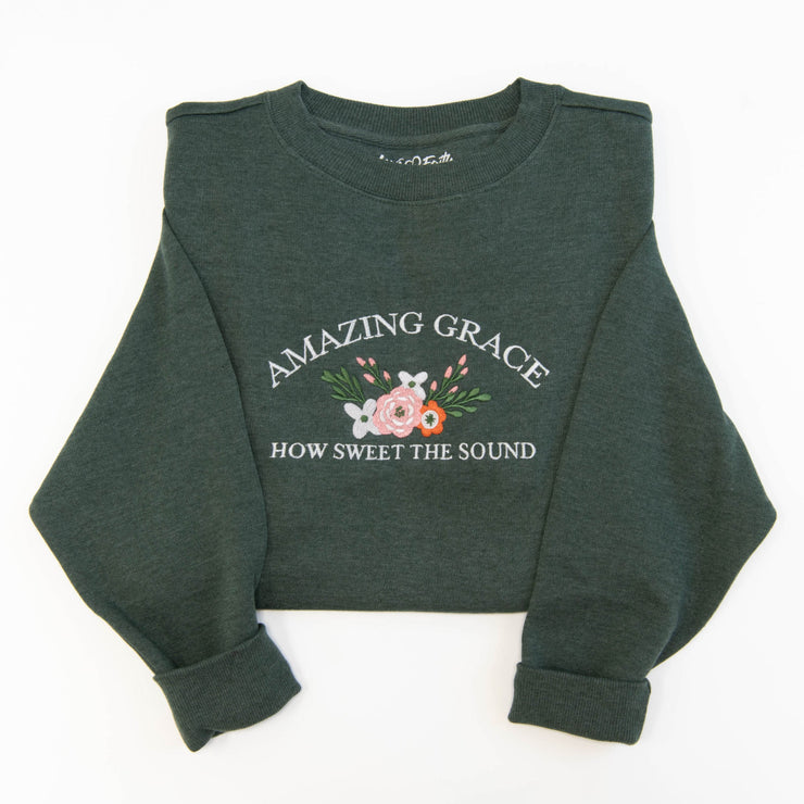 Amazing Grace Embroidered Crewneck Sweatshirt