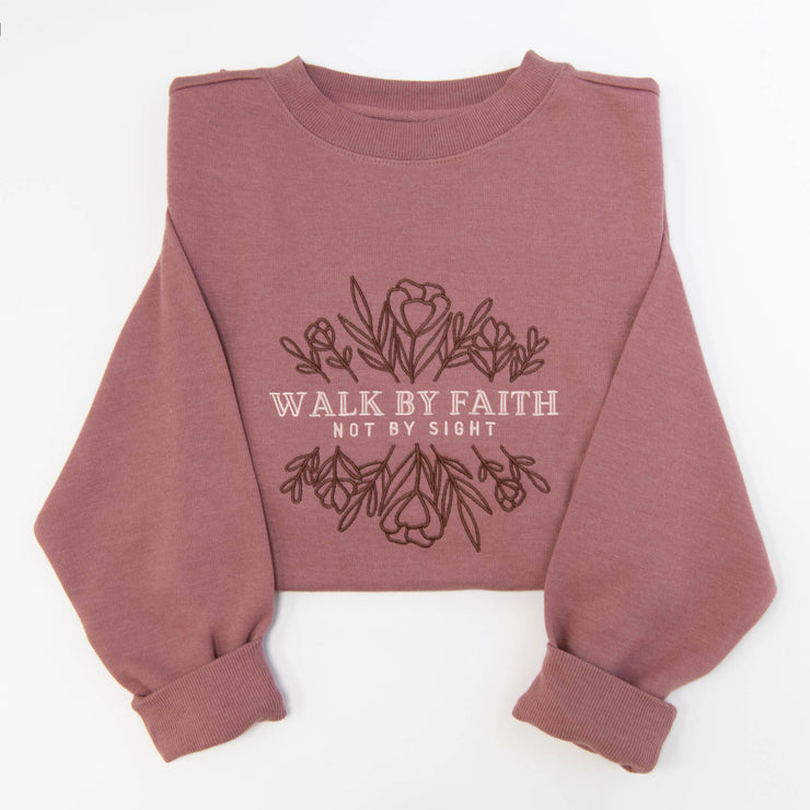 Walk by Faith Embroidered Crewneck Sweatshirt