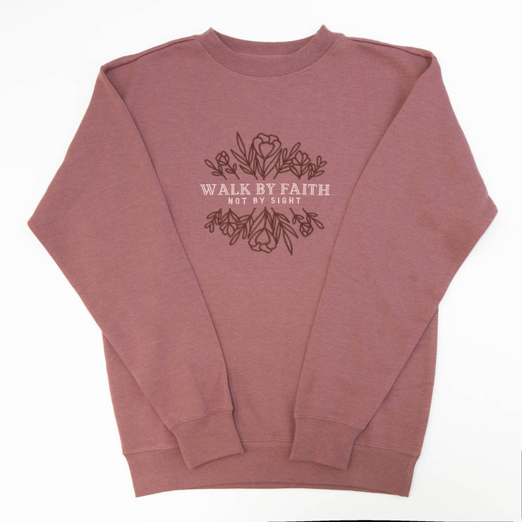 Walk by Faith Embroidered Crewneck Sweatshirt