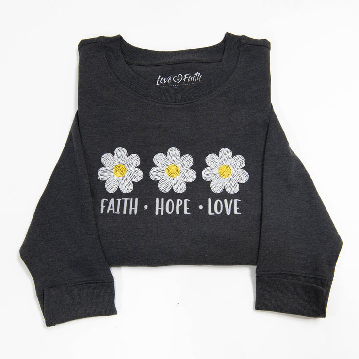 Faith Hope Love Side Slit Crewneck Sweatshirt