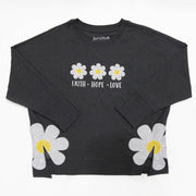 Faith Hope Love Side Slit Crewneck Sweatshirt