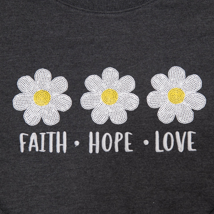 Faith Hope Love Side Slit Crewneck Sweatshirt