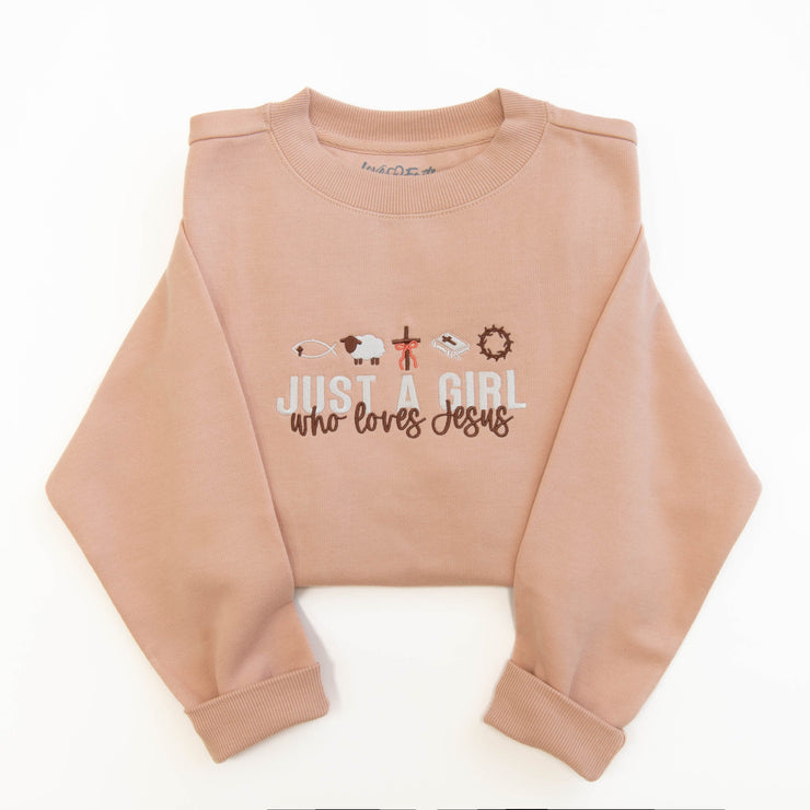Just a Girl Embroidered Crewneck Sweatshirt