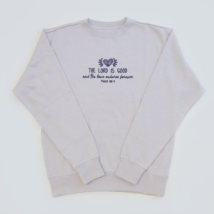 The Lord is Good Embroidered Crewneck Sweatshirt