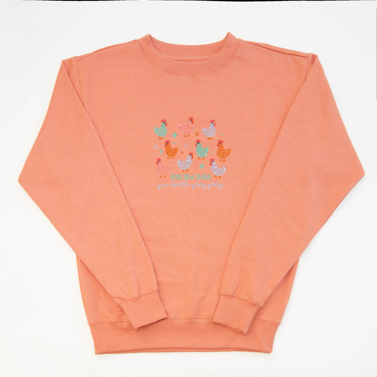 Rise and Shine Chicks Embroidered Crewneck Sweatshirt