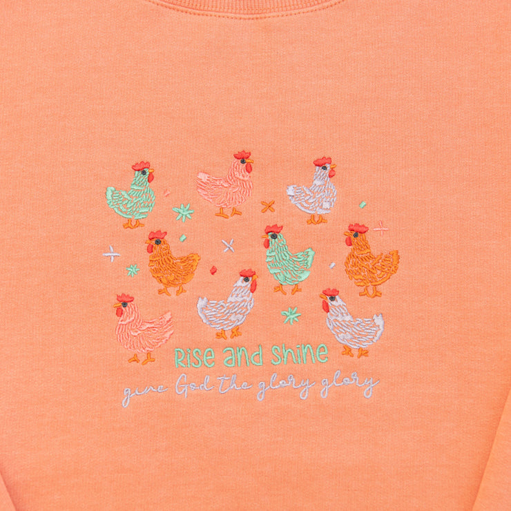 Rise and Shine Chicks Embroidered Crewneck Sweatshirt
