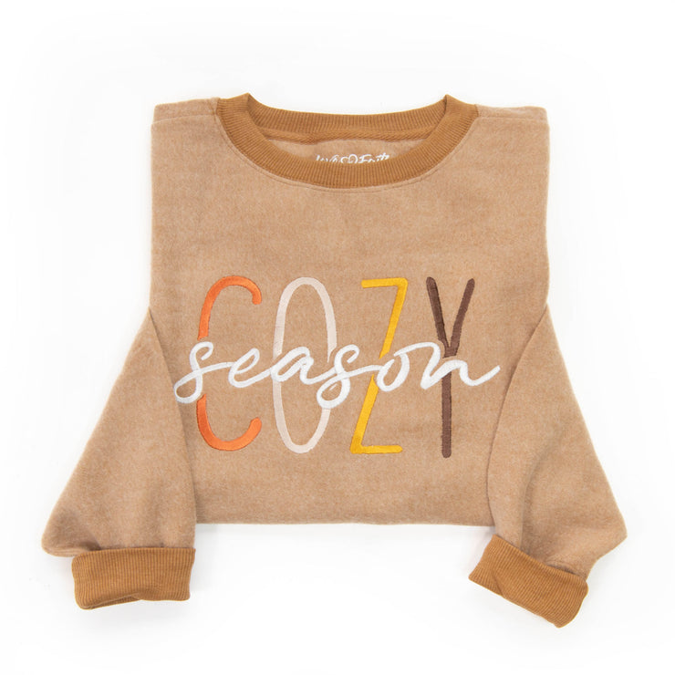 Embroidered Cozy Season Fuzzy Sweatshirt