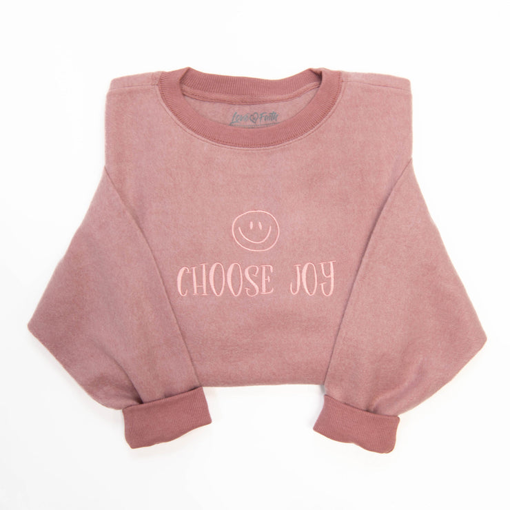 Fuzzy Embroidered Choose Joy Sweatshirt