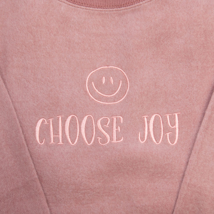 Fuzzy Embroidered Choose Joy Sweatshirt