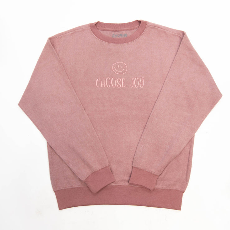 Fuzzy Embroidered Choose Joy Sweatshirt