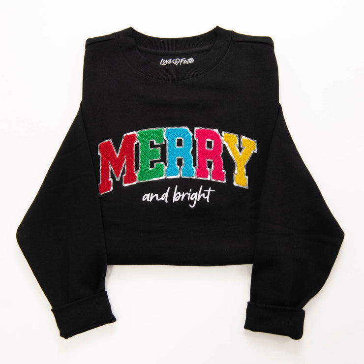 Embellished Merry and Bright Varsity Sweatshirt
