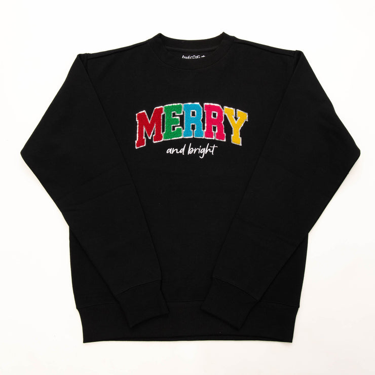 Embellished Merry and Bright Varsity Sweatshirt