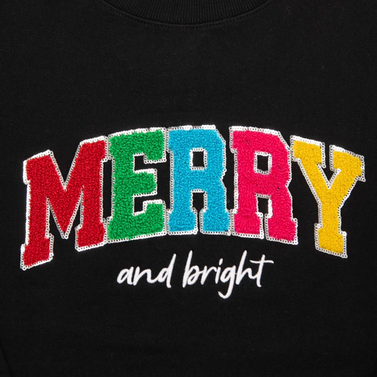 Embellished Merry and Bright Varsity Sweatshirt