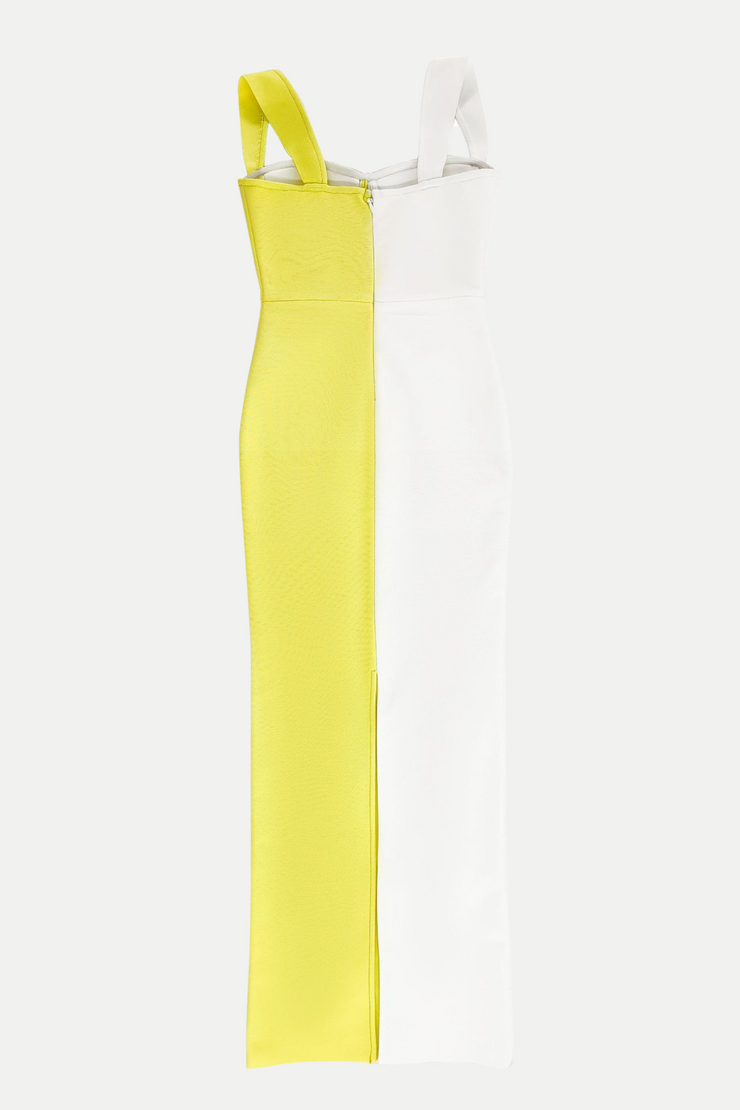 Darrah Floral Appliqu¨¦ Maxi Bandage Dress - Yellow