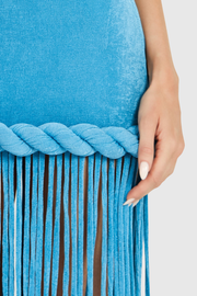 Datara Halter Velvet Rope Fringe Maxi Dress