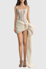 Dayva Lace Corset Bow Embellished Mini Dress