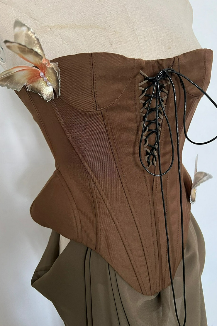 Saahira Butterfly Corset Mesh Maxi Dress