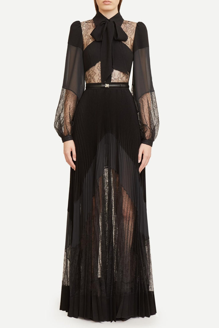 Dimaia Lace Pleated Maxi Dress