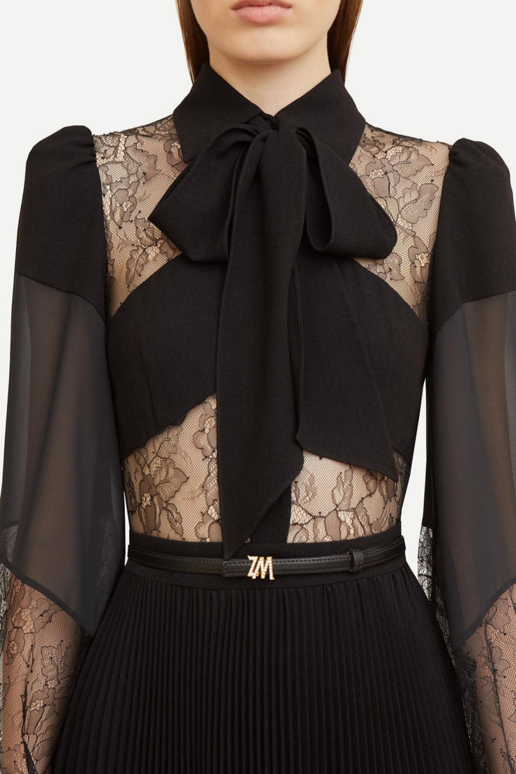 Dimaia Lace Pleated Maxi Dress