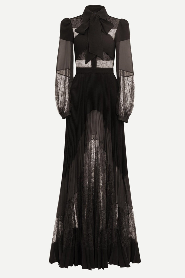 Dimaia Lace Pleated Maxi Dress