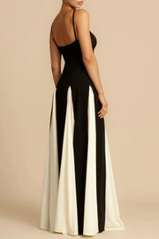 Dominic Paneled Tulle Slit Maxi Dress