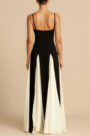 Dominic Paneled Tulle Slit Maxi Dress