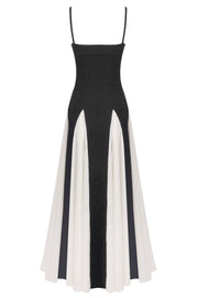 Dominic Paneled Tulle Slit Maxi Dress