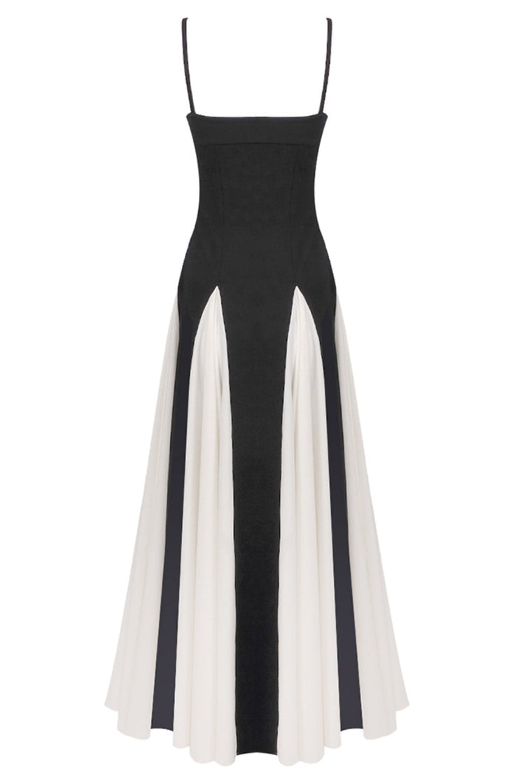 Dominic Paneled Tulle Slit Maxi Dress