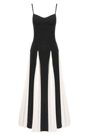 Dominic Paneled Tulle Slit Maxi Dress