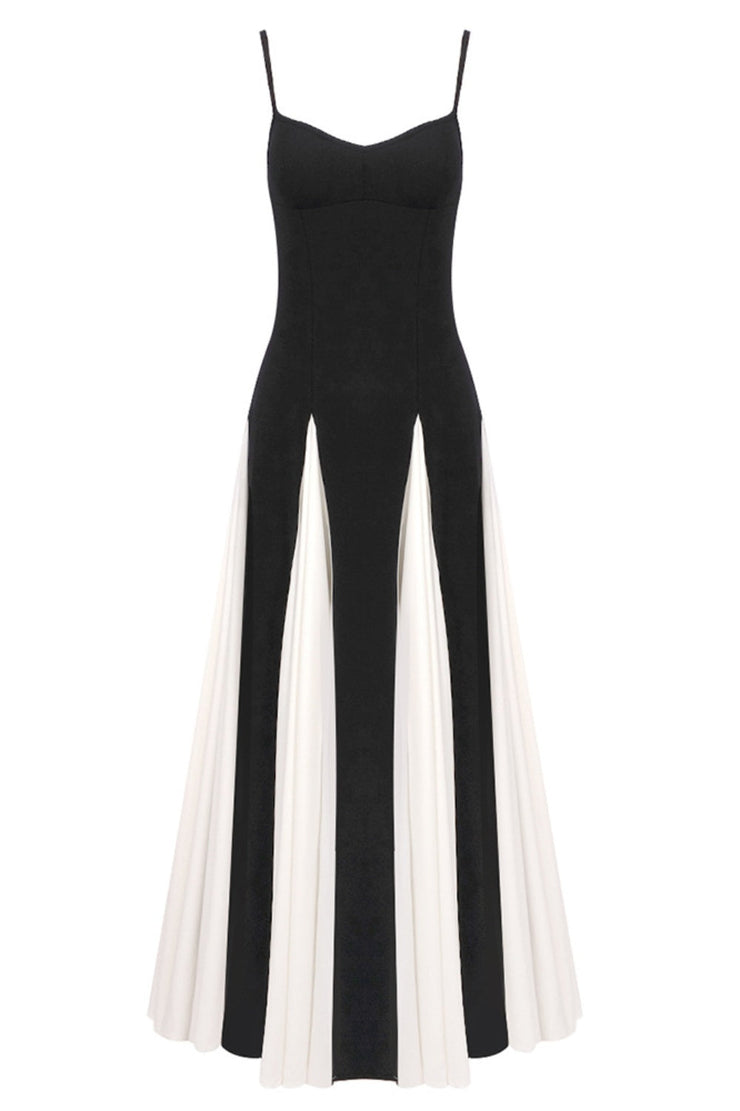 Dominic Paneled Tulle Slit Maxi Dress