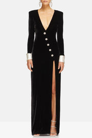 Dorothy Velvet V-neck Slit Maxi Dress