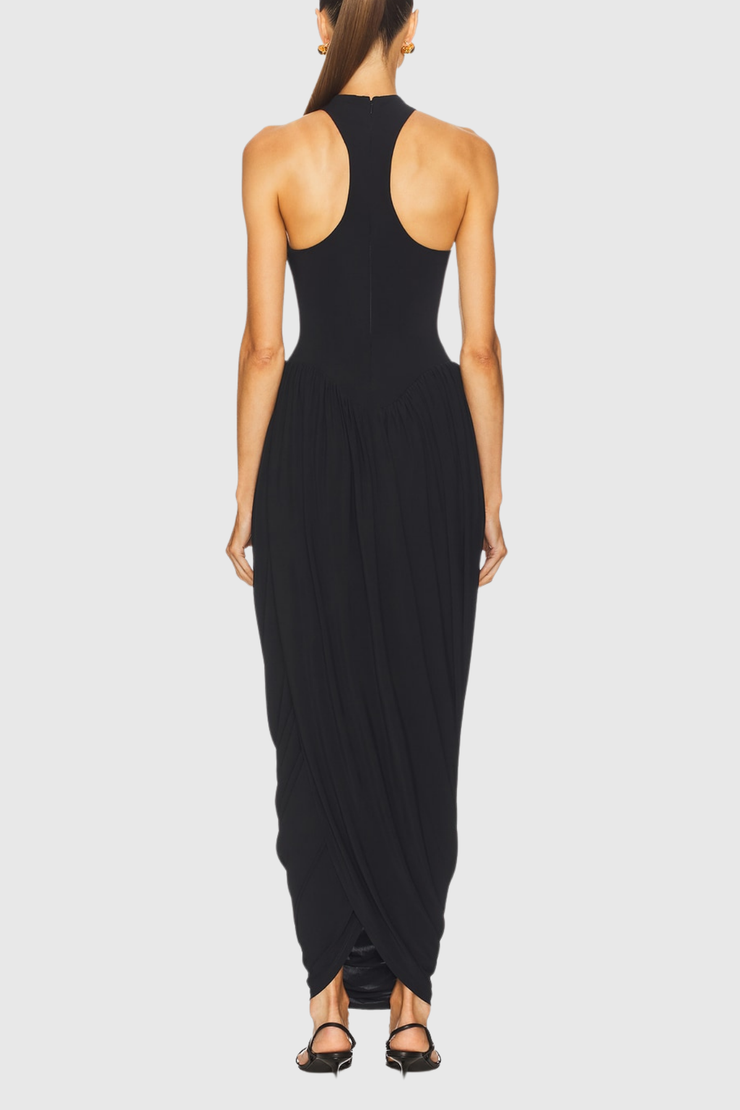 Doyle Sleeveless Ruched Midi Dress - Black