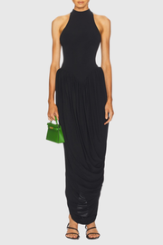 Doyle Sleeveless Ruched Midi Dress - Black