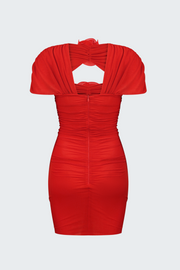 Earls Floral Cutout Ruched Mini Dress - Red