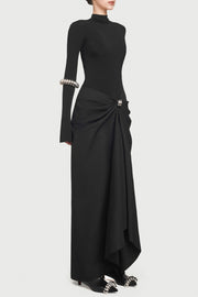 Fairly Deconstruct Ruched Maxi Dress - Black
