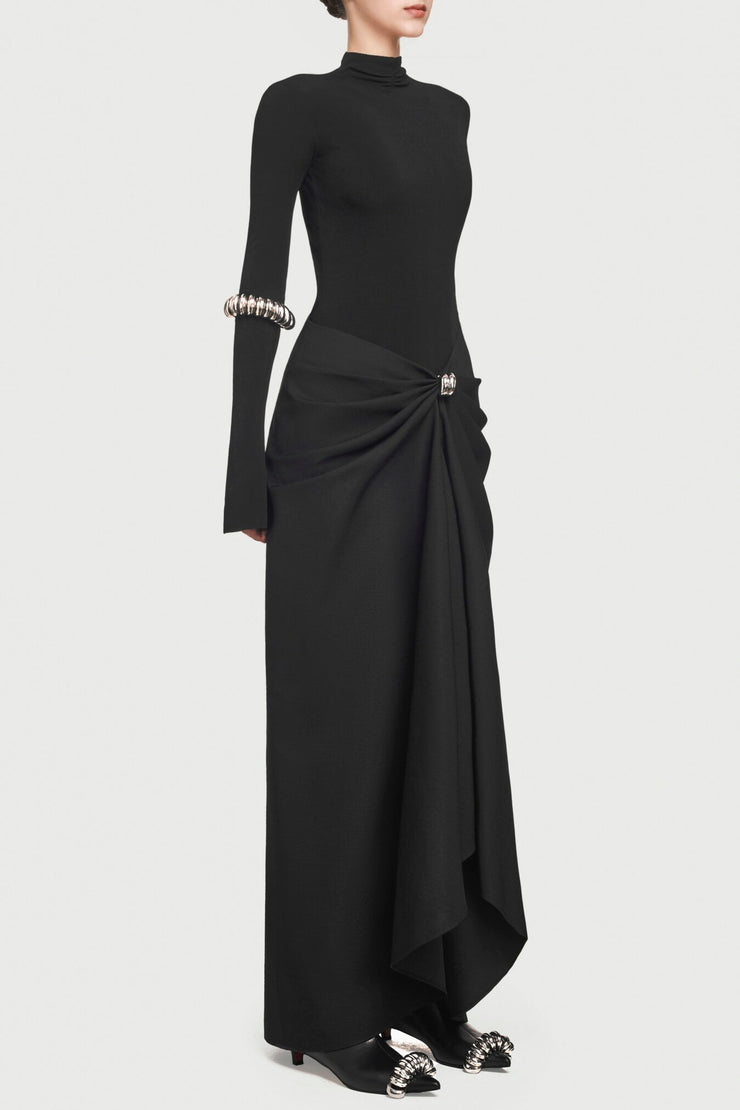 Fairly Deconstruct Ruched Maxi Dress - Black