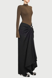 Fairly Deconstruct Ruched Maxi Dress - Brown