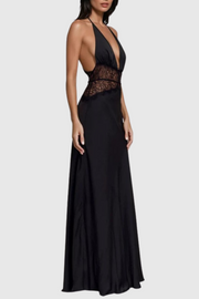 Edwiga Lace Halter Maxi Dress - Black