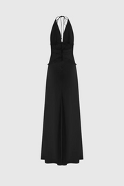 Edwiga Lace Halter Maxi Dress - Black