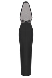 Eileen Halter Lace Ruched Maxi Dress